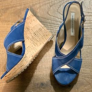 Diane von Furstenberg Sylvia Blue Leather Suede Platform (9)